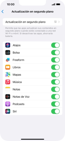 Pulsa Actualización en segundo plano.