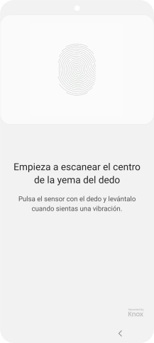 Sigue las indicaciones de la pantalla para crear una huella digital como código de seguridad.