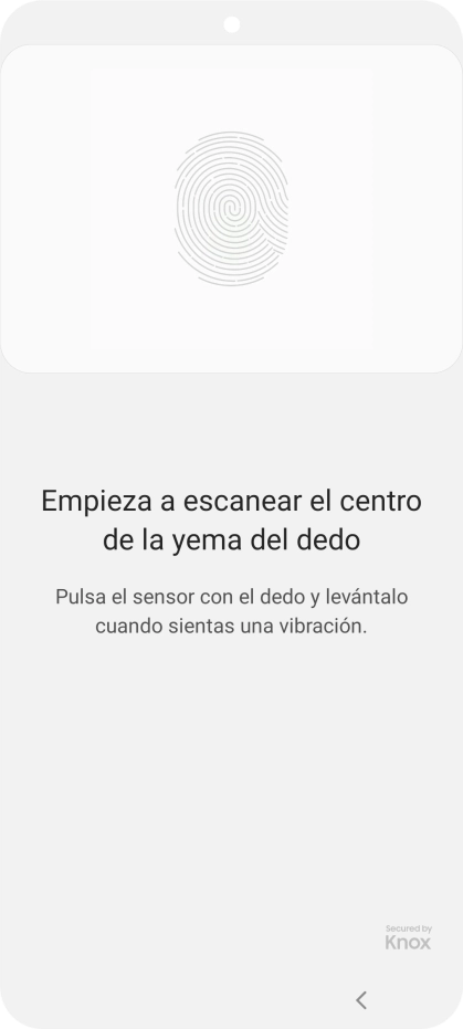 Sigue las indicaciones de la pantalla para crear una huella digital como código de seguridad.