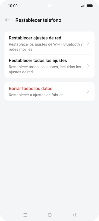 Pulsa Restablecer ajustes de red.