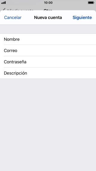 Pulsa Descripción e introduce el nombre de la cuenta de correo electrónico.
