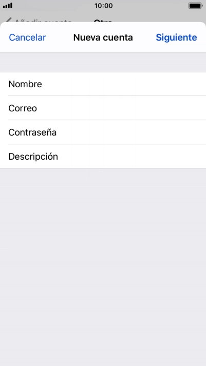 Pulsa Descripción e introduce el nombre de la cuenta de correo electrónico.