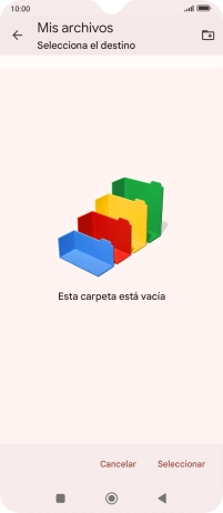 Si deseas crear una nueva carpeta, pulsa el icono de nueva carpeta y sigue las indicaciones de la pantalla para crearla.