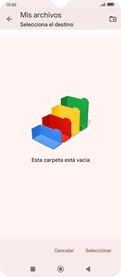 Si deseas crear una nueva carpeta, pulsa el icono de nueva carpeta y sigue las indicaciones de la pantalla para crearla.