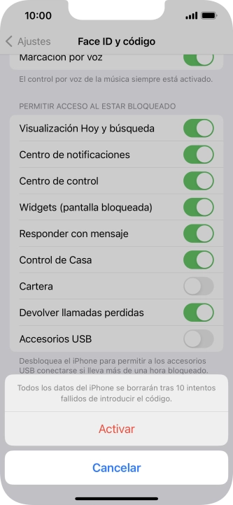 Si activas la función, pulsa Activar.