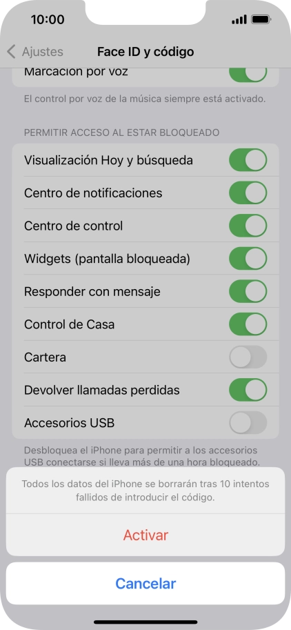 Si activas la función, pulsa Activar.
