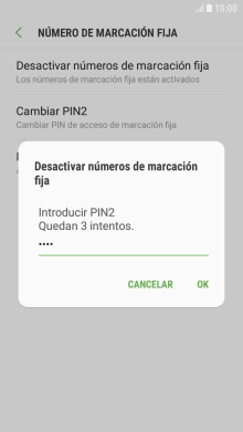 Introduce el código PIN2 y pulsa OK.