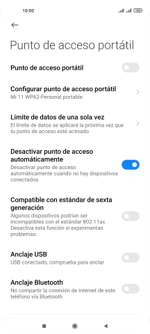 Pulsa Configurar punto de acceso portátil.