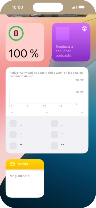 Pulsa el widget deseado hasta que aparezca un menú emergente en la pantalla.