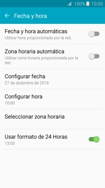 Pulsa Fecha y hora automáticas para activar la función.