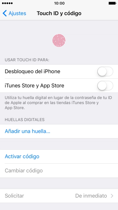 Pulsa Añadir una huella... y sigue las indicaciones de la pantalla para añadir tu huella digital.