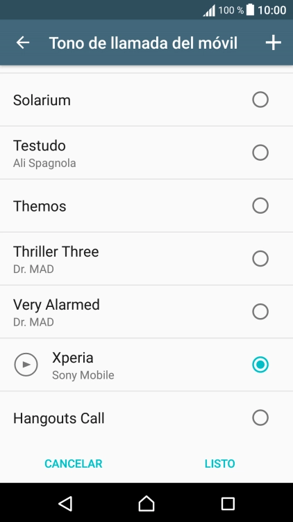 Pulsa el icono de añadir timbre de llamada y busca el timbre de llamada que quieras usar.
