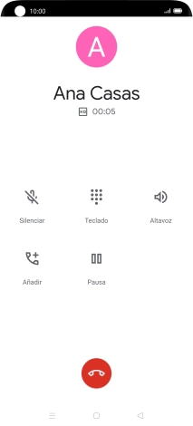 Pulsa el icono de finalizar llamada.