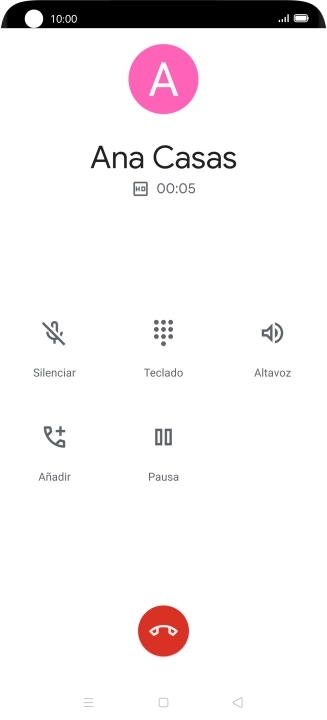 Pulsa el icono de finalizar llamada.