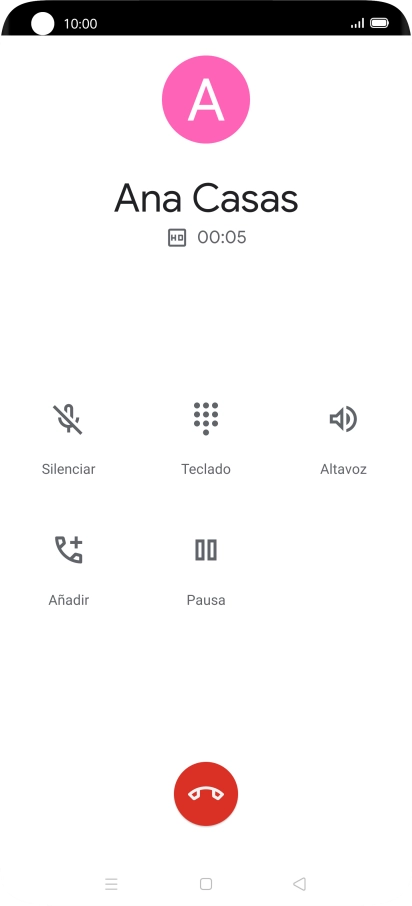 Pulsa el icono de finalizar llamada.