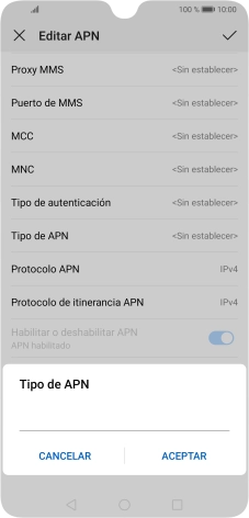 Introduce default y pulsa ACEPTAR.