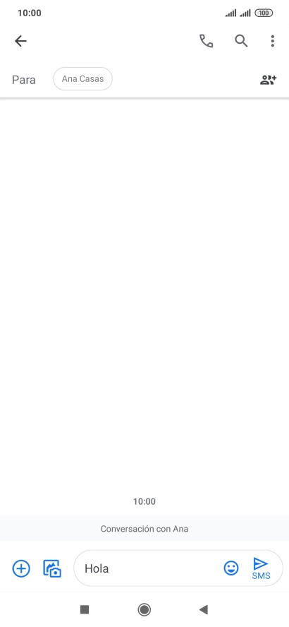 Pulsa el icono de envío cuando termines de escribir el mensaje corto.