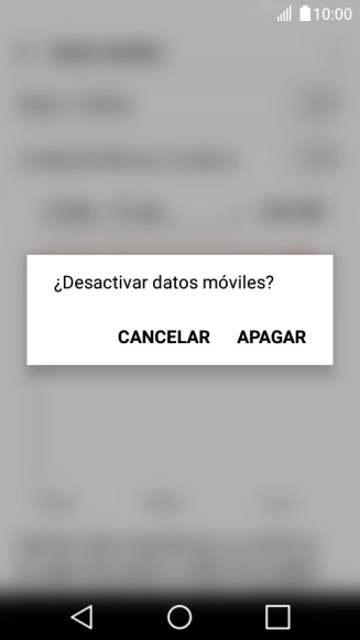 Si activas los datos móviles, pulsa APAGAR.