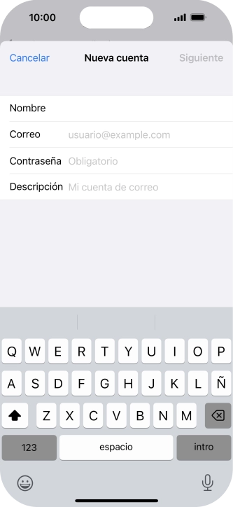 Pulsa Correo e introduce tu dirección de correo electrónico.