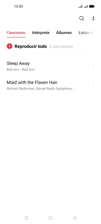 Pulsa una categoría y desplázate al archivo de música deseado.