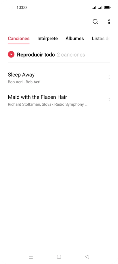Pulsa una categoría y desplázate al archivo de música deseado.