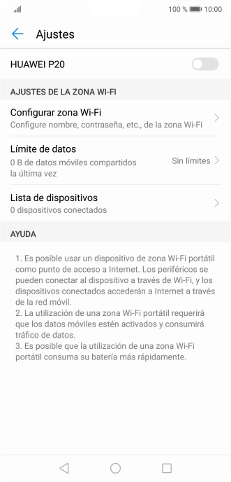 Pulsa Configurar zona Wi-Fi.