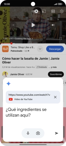 Sigue las indicaciones de la pantalla para escribir o decir en alto la pregunta que quieres hacer del vídeo.