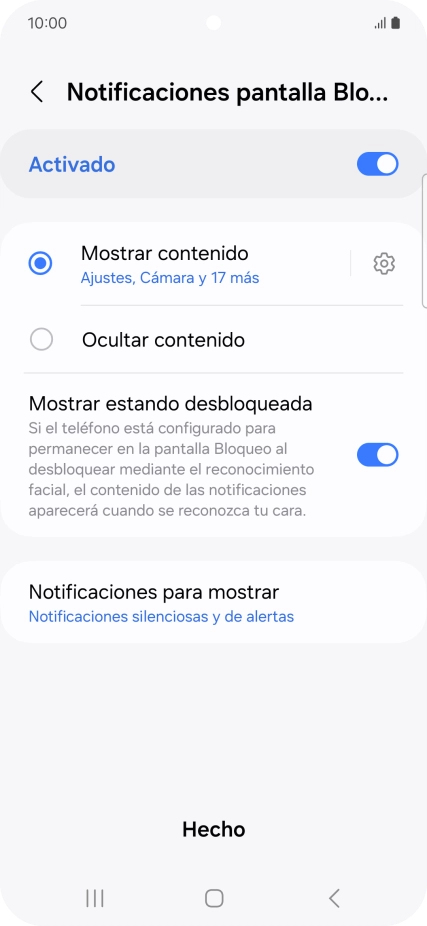 Pulsa los ajustes deseados para activarlos o desactivarlos.