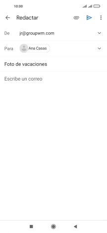 Pulsa en el campo de escritura  y escribe el texto del correo electrónico.