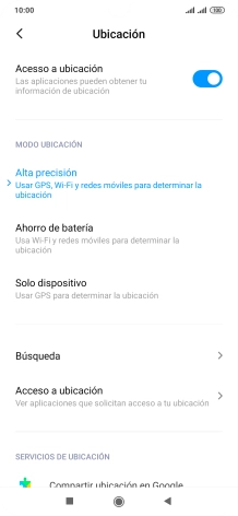 Si seleccionas Alta precisión, el teléfono podrá encontrar tu posición exacta con ayuda de los satélites GPS, la red móvil y una red wifi cercana. El GPS por satélite requiere vista libre al cielo.