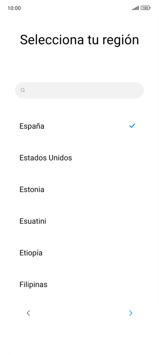 Pulsa el país o el área deseados.