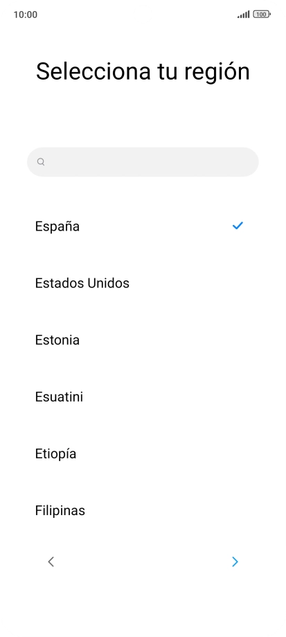 Pulsa el país o el área deseados.
