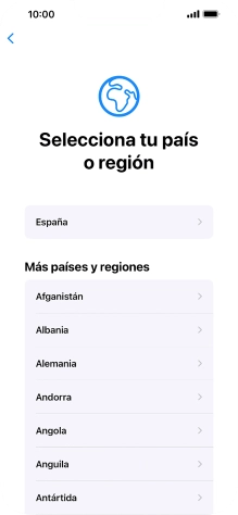 Pulsa el país o el área deseados.