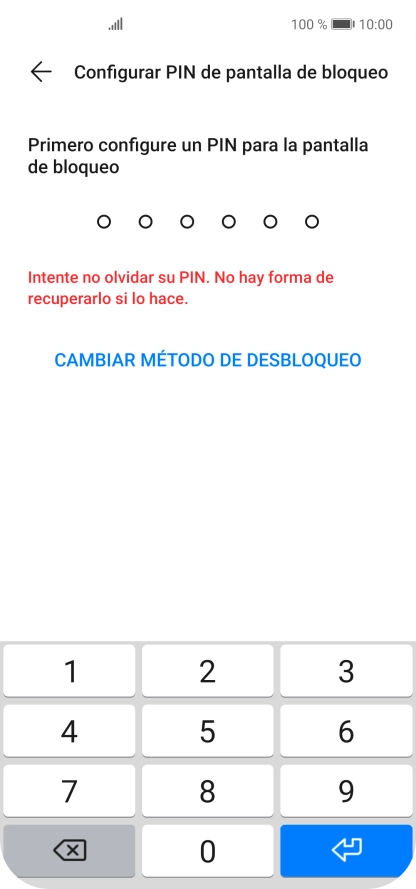 Pulsa CAMBIAR MÉTODO DE DESBLOQUEO.