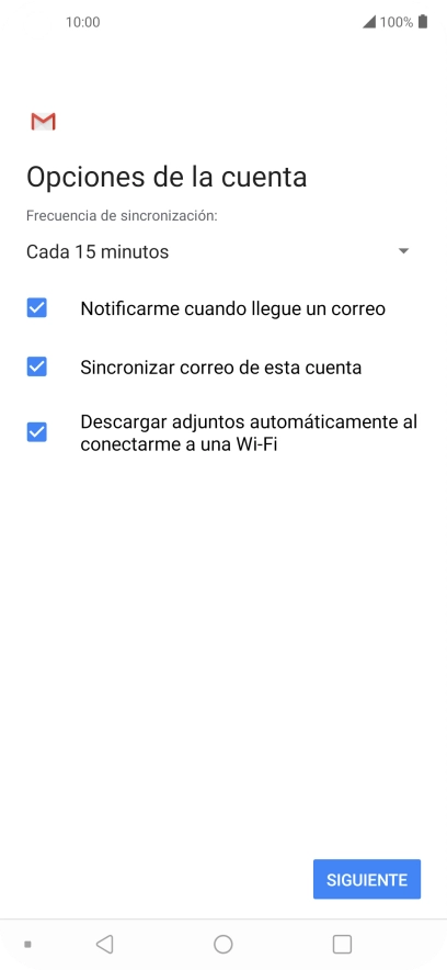 Si aparece en la pantalla esta imagen, tu cuenta de correo electrónico ha sido reconocida y configurada automáticamente. Sigue las indicaciones de la pantalla para introducir más información y terminar la configuración.