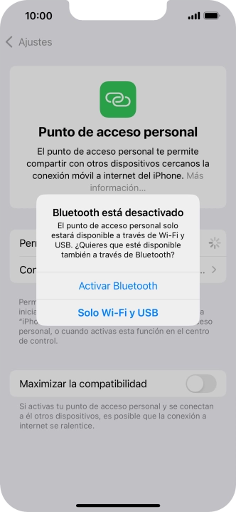 Si la función de wifi está activada, pulsa Solo Wi-Fi y USB.