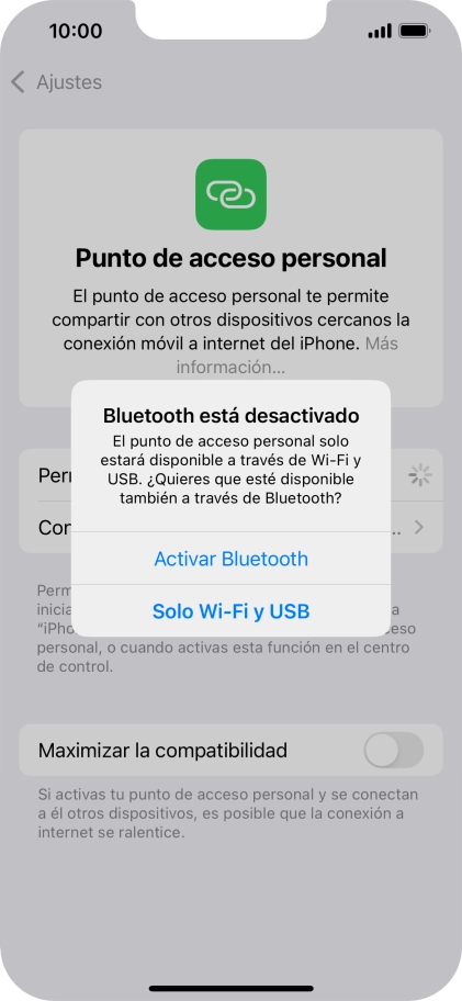 Si la función de wifi está activada, pulsa Solo Wi-Fi y USB.