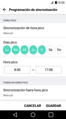 Pulsa Sincronización de hora pico.