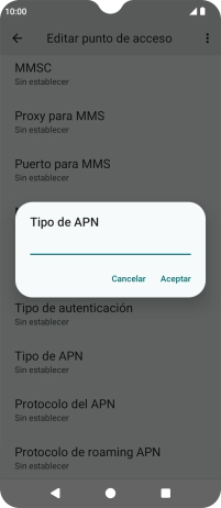 Introduce default y pulsa Aceptar.