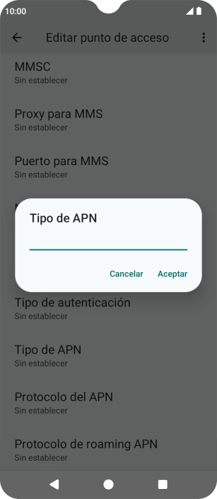 Introduce default y pulsa Aceptar.
