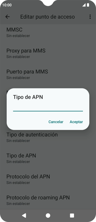 Introduce default y pulsa Aceptar.
