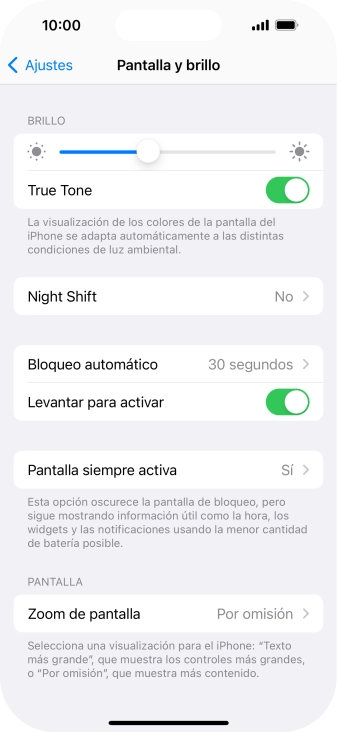 Pulsa Pantalla siempre activa.