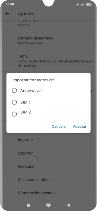 Pulsa la tarjeta SIM deseada.