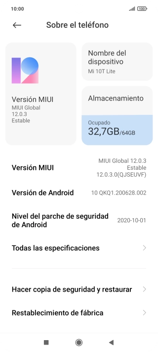 Pulsa Versión MIUI. Si hay una versión de software nueva disponible, aparecerá ahora en la pantalla. Sigue las indicaciones de la pantalla para actualizar el software del teléfono.