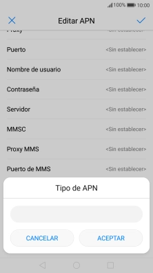 Introduce default y pulsa ACEPTAR.