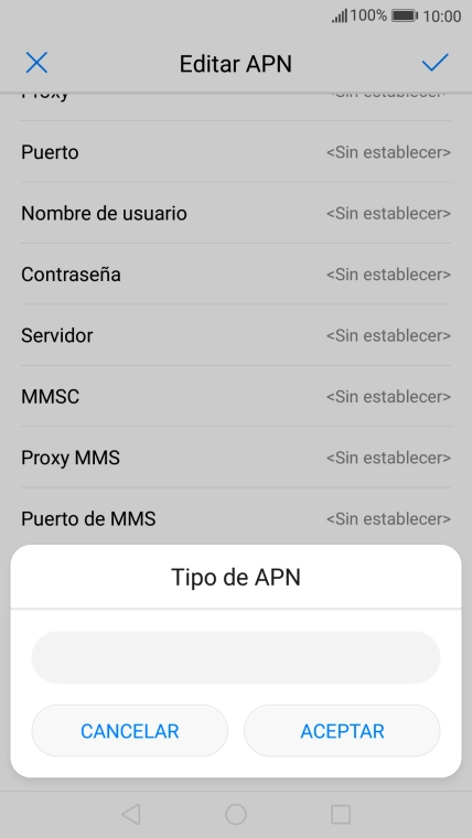 Introduce default y pulsa ACEPTAR.