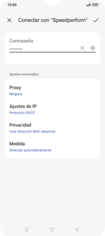 Introduce la contraseña de la red Wi-Fi y pulsa el icono de aceptar.