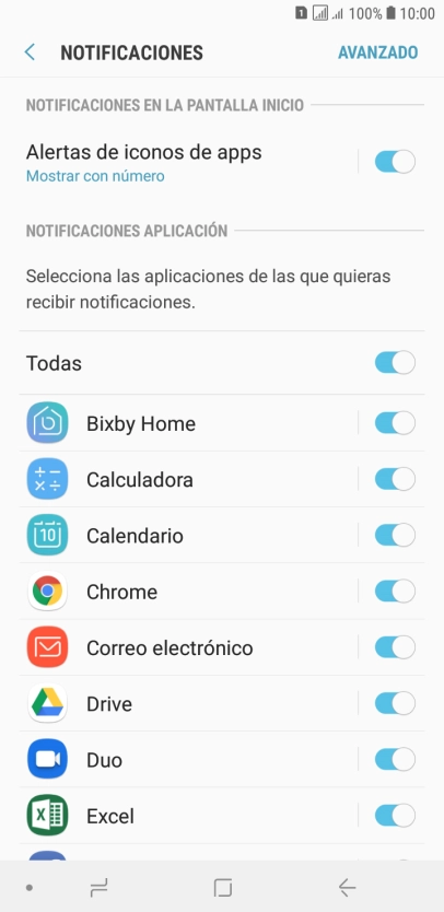 Pulsa el indicador junto a la app deseada para activar o desactivar la función.