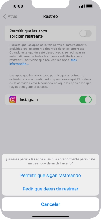 Si desactivas la función, pulsa el ajuste deseado.