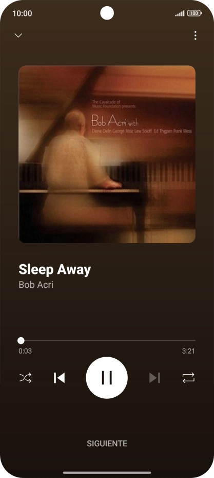 Pulsa la flecha hacia la derecha para ir al archivo de música siguiente.